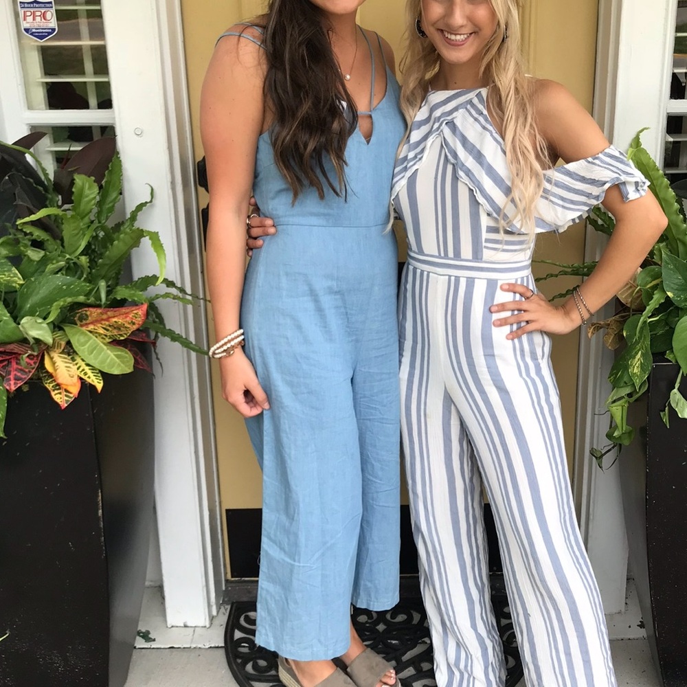 Light Blue Sleeveless Jumpsuit (left outfit)